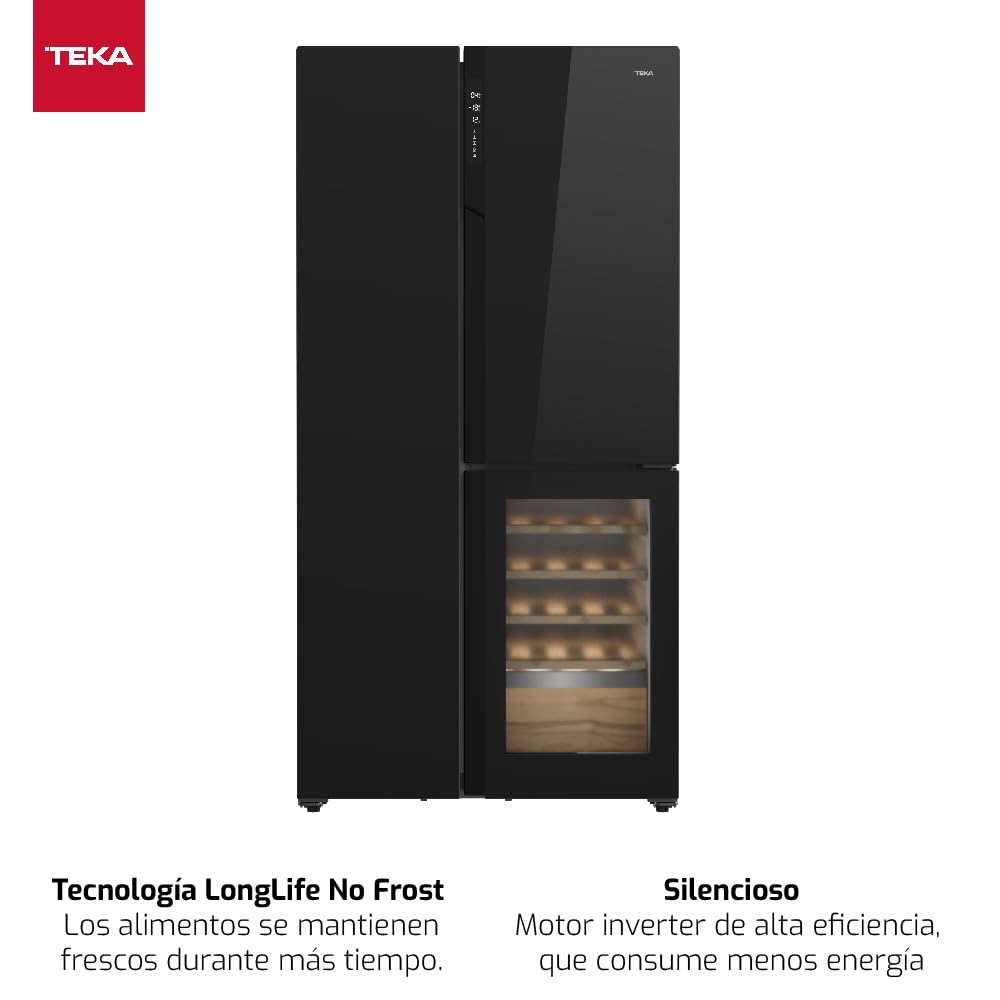 Teka Frigorífico Americano Side by Side con Vinoteca, Motor Inverter, Full No Frost, 548L, RLF 85950 GBK