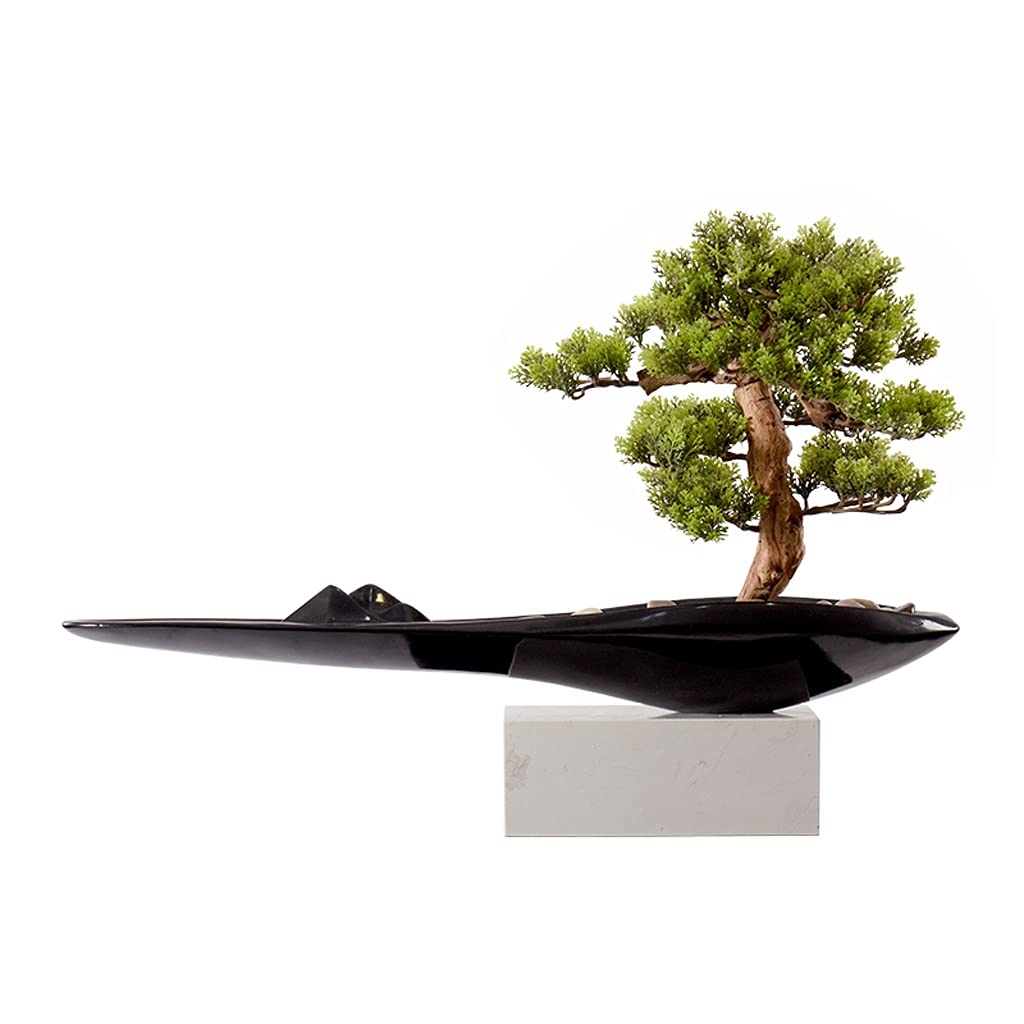 DFGHNBVC Artificial Bonsai Tree Artificial Bonsai Tree Creative Flowerpot Pebbles Silicone Simulation Green Leaves Fake Plant Potted Ornaments Living Room Study Room Office Artificial Bon