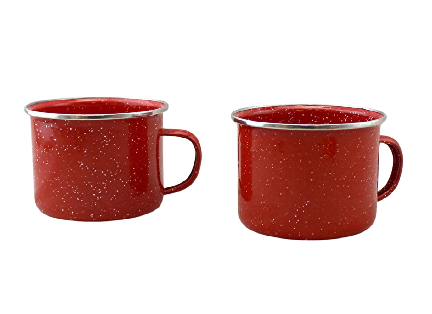 2 tasses expresso en émail vert d'eau et mouchetées