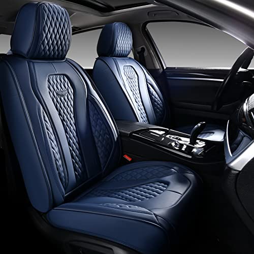 Coverado Leather Seat Covers Full Set, 5 Seats Universal Seat Covers For Cars, Waterproof Luxury Leatherette Seat Cushions, Front And Rear Seat Protectors, Auto Seat Covers Fit For Most Vehicles Blue #TOP6