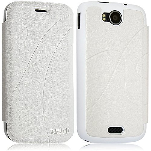Seluxion - Coque Housse Etui à Rabat latéral et Porte-Carte pour Wiko Cink Peax 2 Couleur Blanc