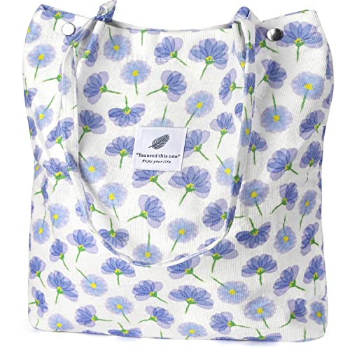 Image of Ayieyill Corduroy Tote Bag for Women Canvas Shoulder Cord Purse with Inner Pocket