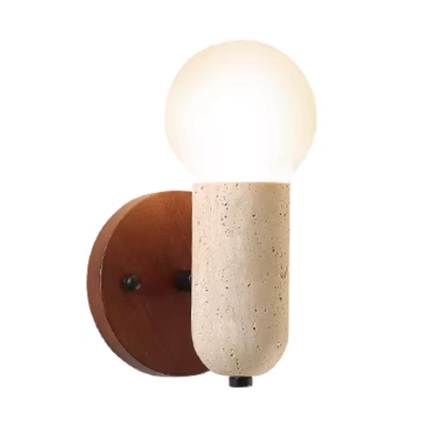 HUAYUSEDF Yellow Travertine Wall Lamp,. Wall Sconce with Natural Stone Lampshade & Wood Base, Mid Century Modern Lighting for Bedside Bedroom Living Room Kitchen Island