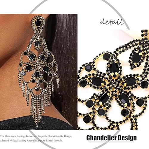 Tassel Dangle Earrings For Women Rhinestone Statement Chandelier Earrings For Women Prom Jewelry Accessories4