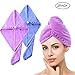 Produktbild Turban Handtuch, 2 Pcs Microfaser Turban Handtuch, Schnelltrocknend saugfähig Haar Handtuch Kopfhandtuch mit Knopf, Für Alle Haartypen (Lila & Blau)