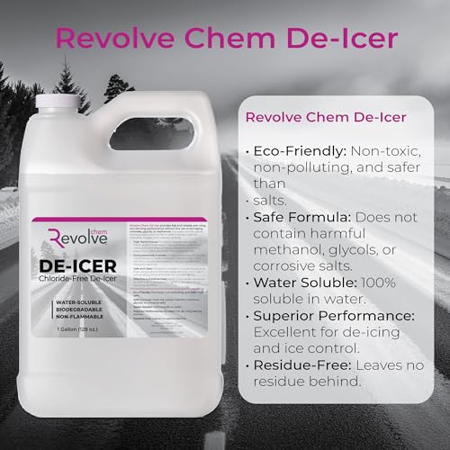 REVOLVE CHEM De-Icer 2 Gallons Anti-Icing Solution, Sidewalks, Driveways, Windshields, Home and Commerical Use - Pet Safe - Chloride Free, Fast-Acting Ice Melt-Ready-to-use
