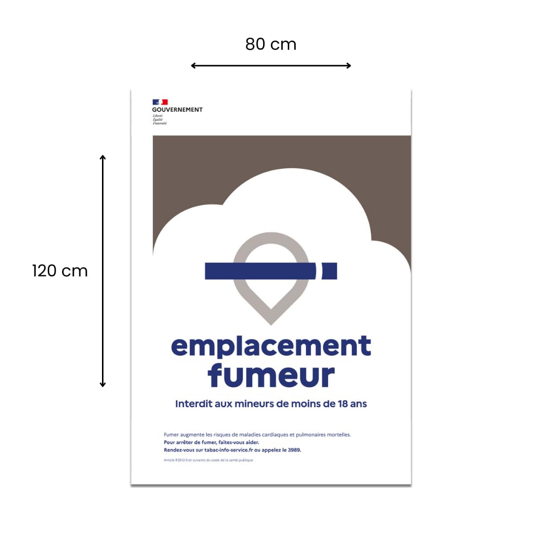 Signalétique.biz France - Signalétique.biz France - Panneau ''EMPLACEMENT FUMEUR'' – ALUMINIUM 80x120 – Conforme Décret 2025-582 – Interdiction de fumer