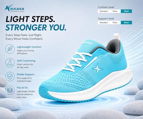 Image of Kraasa Men's Running Shoes | Breathable Mesh Upper | Lightweight Phylon Sole | Cushioned EVA Insole | Comfortable Sports & Casual Sneakers for Gym, Walking & Daily Use