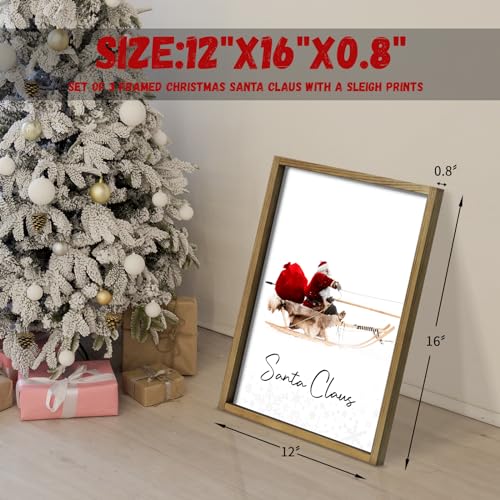 LITIVY Framed Set of 3 Christmas Wall Art Christmas Santa Claus with Sleigh Deer for Christmas Wall Decor Prints Xmas Sign for Home Decor Christmas Decorations by LITIVY - Image 6