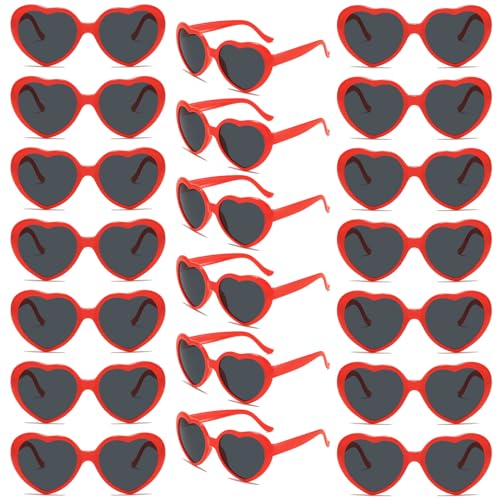 20 Pack Red Heart Sunglasses Bulk for Women Heart Sunglasses for Bachelorette Party Favors