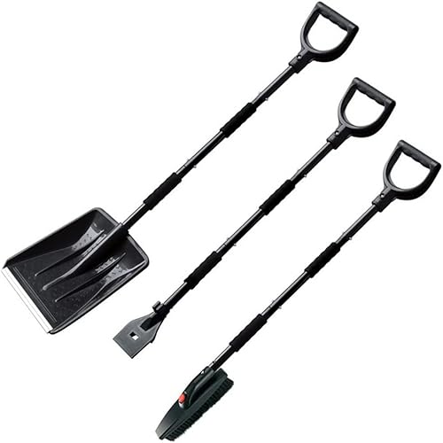 Snow Shovel 3 in 1 Snow Shovel Set Multifunction Ergonomic Stainless Steel Retractable Cleaning Tools with Brush for Driveway Garden Car Pala de