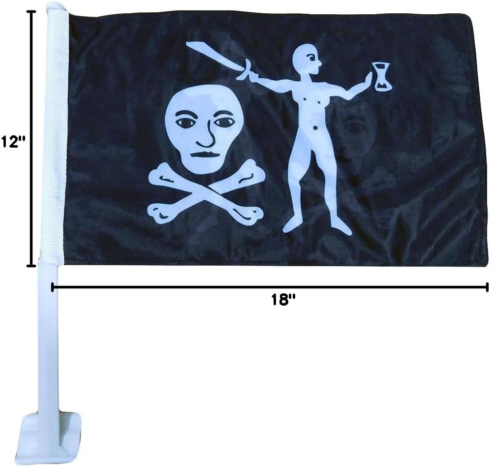 Wholesale Lot of 12 Pirate Walter Kennedy 12x18 12"x18" Rough Tex Knit Nylon Double Sided Car Vehicle Flag