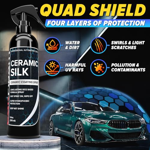 Image of Carfidant Scratch & Swirl Remover with Ceramic Silk - Car Scratch Remover for Vehicles Paint Repair with Ceramic Coating Spray - Polishing & Washing Kits with Applicator Pad & Microfiber Towel