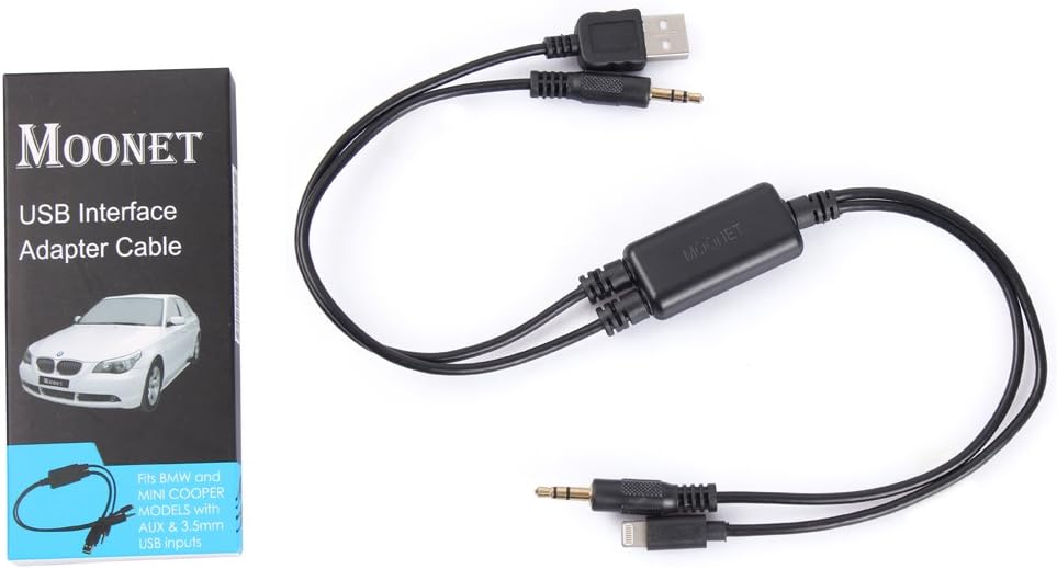 Moonet BMW Mini USB Interface Adapter Cable for iPhone 5 6 6 Plus iPod iPad – 3.5mm