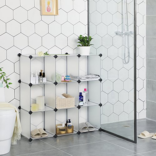 SONGMICS Kunststoffschrank, Kleiderschrank, Badezimmerregal, Schuhregal, Weiß, 93 x 31 x 123 cm, LPC115S