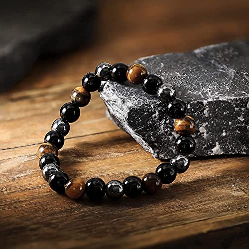Hematite Gem Stone Beads Couple Bracelet Combo Set
