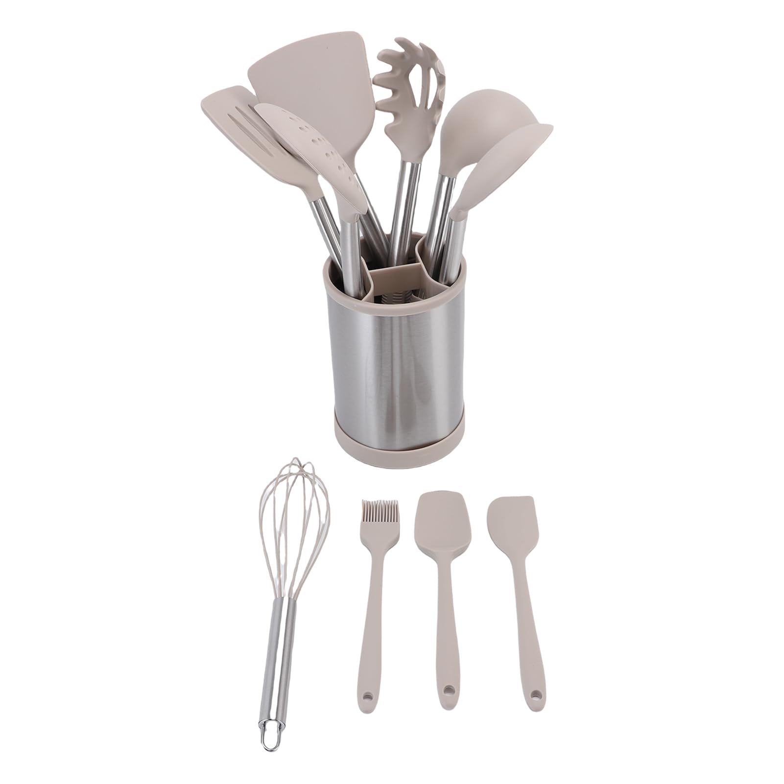 Generic Ensemble D'ustensiles Multifonctionnels, Résistance aux Hautes Températures, Spatule de Cuisson en Acier Inoxydable, Retourneur à Fente, écumoire, Serveur à Pâtes, Idéal pour les Cuisiniers