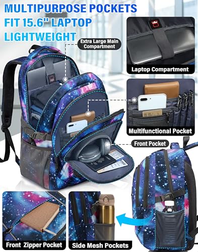 Image of ProEtrade Extra Large Backpack Bookbag for College Travel Laptop Business Hiking Backpack Fit Laptop Up to 17 Inch Sturdy Multi Compartment Gifts for Men Women Night Light Reflective (Light Galaxy)