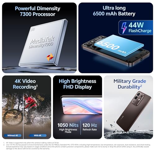 Image of vivo Y31 Pro 5G (Mocha Brown, 8GB RAM, 128GB Storage) with No Cost EMI /Additional Exchange Offers