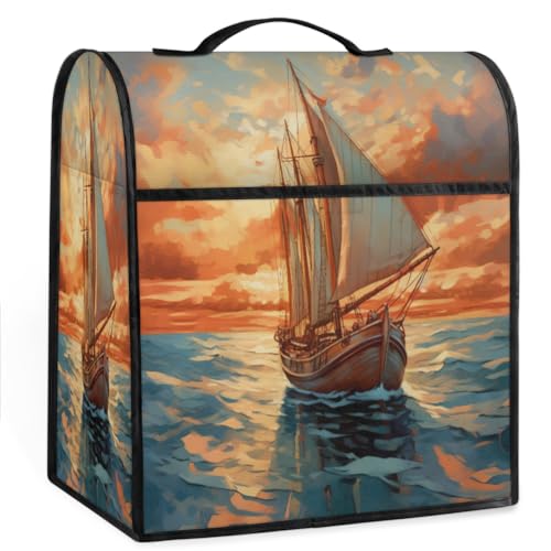 Coffee Maker Cover Ocean Sailboat Kitchen Appliance Covers Small Appliance Covers Blender Cover Juicer Cover Dust Covers for Kitchen Appliances with Top Handle and Pockets,Washable,B193