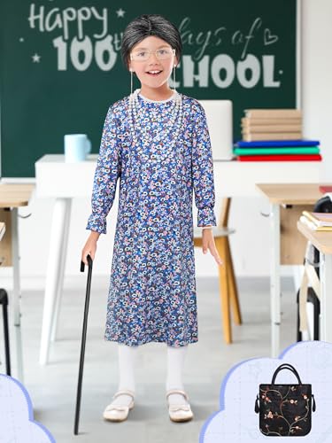 Disfraz niña abuela 8-10 años 10 piezas con peluca miniatura 5