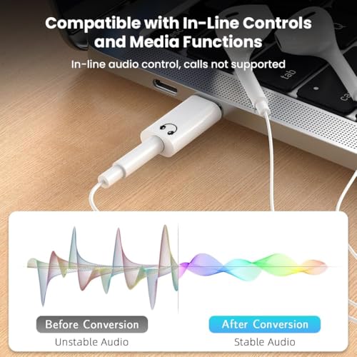 Image of A18X Lighting to 3.5mm Headphone Jack Adapter Stereo Audio Lighting Aux Earphone Dongle with Hi-Fi DAC Chip, 16bit /48kHz, Compatible with iPhone 14 /13 /12 /11 /XS (White) (White)