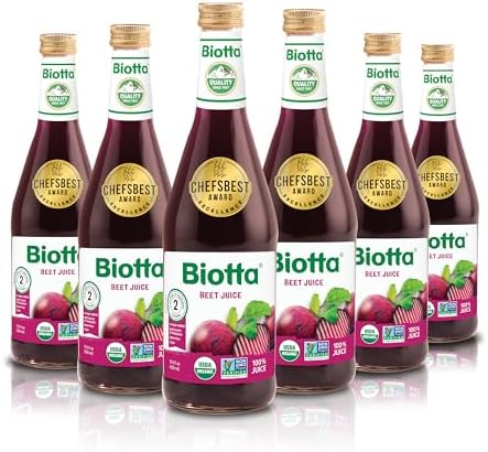 Biotta Organic Beet Juice - 100% Vegetable Juice for Energy, Immunity & Wellness - Excellent Source of Nutrients - All Natural, Non-GMO, Gluten-Free (16.9 Fl Oz, Pack of 6)