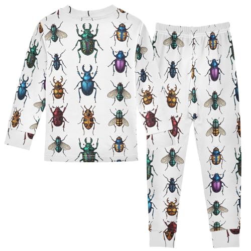 Pajama Sets Long Sleeve Colorful Beetle Pattern Design Soft Comfy Sleepwear 2 Piece PJS 3-8T3