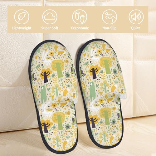 Animal Tree Print Women Slippers Home Furry Shoes Keep Men Couples Shoes Warm For Women-3