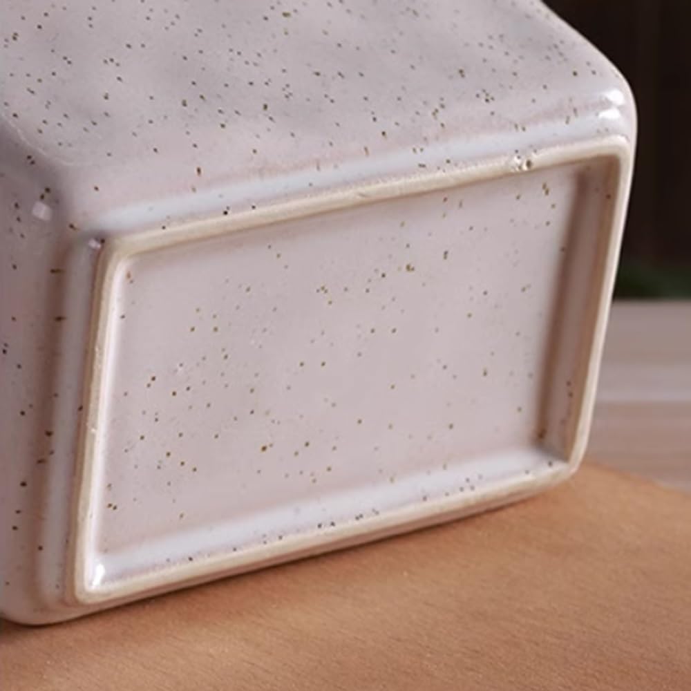 Butter Dishes Vintage Medieval Ceramic Butter Box with Cover Tray Square Butter Box Butter Box Dim Sum Storage Box Butter Storage(Milk White)