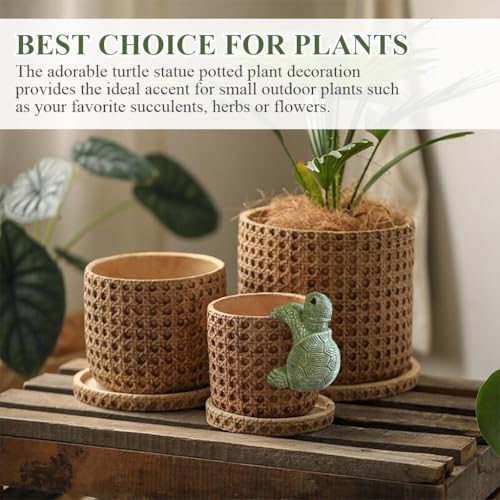 Image of HASTHIP Resin Turtle Ornament, Cute Miniatures Garden Decoration Home Decor Climbing Turtle Hanging Planter Decor for Green Pot, Flower Planter, Garden Decor