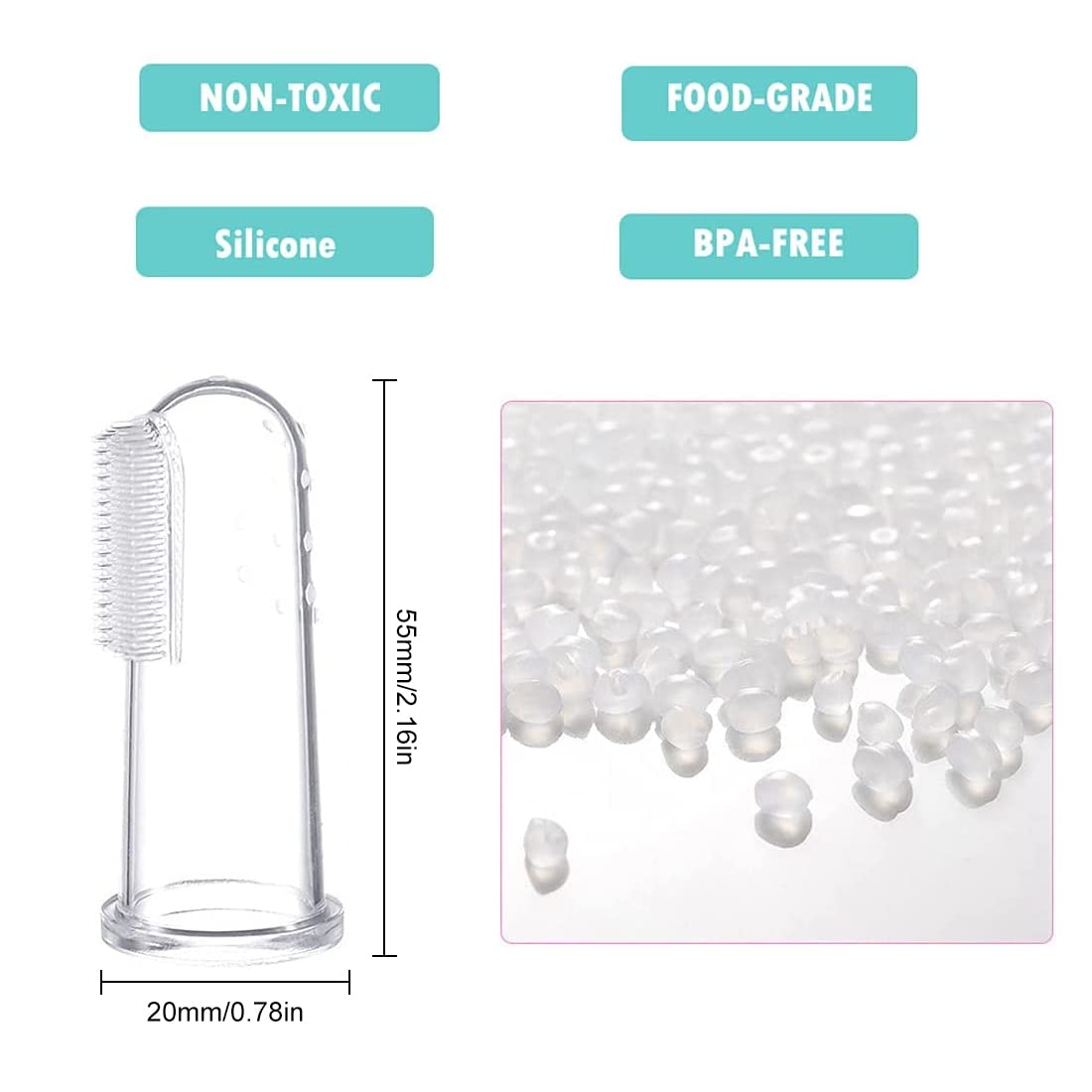 Spazzolino da denti per bambini Spazzolino da denti in silicone Kit per la cura del bambino Spazzolino per l'igiene orale 0-24 mesi Scatola di immagazzinaggio del nastro per la cura orale del bambino