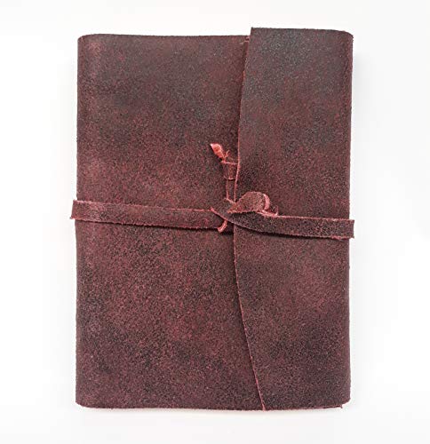 Diários de Viagem em Couro Caderno Médio (Vermelho Estonado)