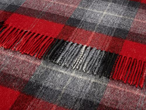 Moons Bronte Skye Check Red Blanket Soft Pure Lambswool Tartan Throw Wool
