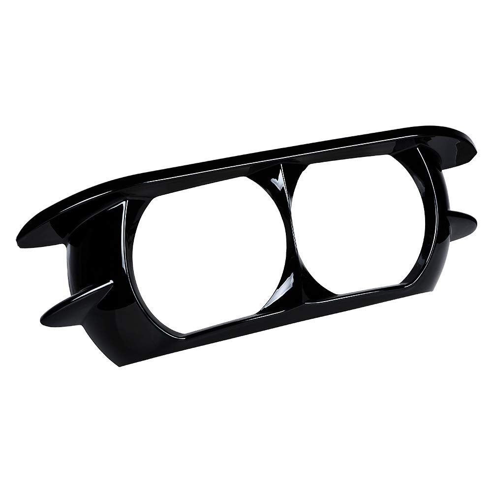 Black Motorcycle Dual Headlight ABS Fairing Trim Bezel Scowl Cover Compatible with Harley Touring Road Glide Customs 2015-2019 15UP