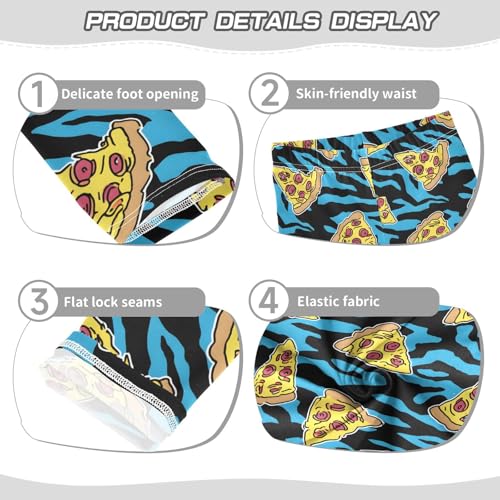 ALAZA Girls' Leggings Children's Yoga Pants Skinny Printed Dance Blue Tiger Pizza Stripe Comfortable 4T2