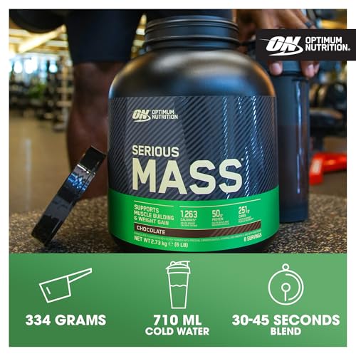 Optimum Nutrition Serious Mass Protein Powder with Creatine, Glutamine, 25 Vitamins and Minerals, Strawberry Flavour, 16 Servings, 5.45KG - Image 5