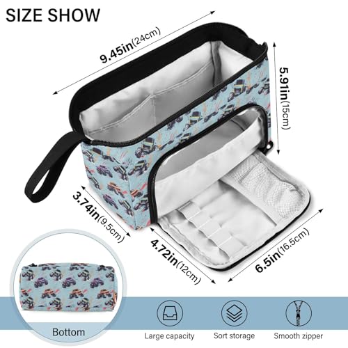 Image of Monster Truck Fish Mouth Pencil Bag with Mesh Pocket & Elastic Slots High-Capacity Organizer for Pens Stationery Makeup Travel & School Essentials