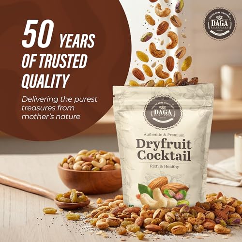 Image of Daga Brothers Premium Dryfruit Cocktail | Flavoured Almond, Cashew, Pistachio, Raisins & Seeds Mix | High Fibre & Protein | No Preservatives | Healthy Mixed Dry Fruits Snack, 100gm
