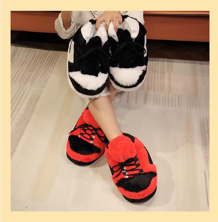 Fluffy Slippers Sneaker Slippers for Women Men Comfy Kicks Winter Warm One Size Suppleness Home Shoes with Anti-skid Rubber Sole2