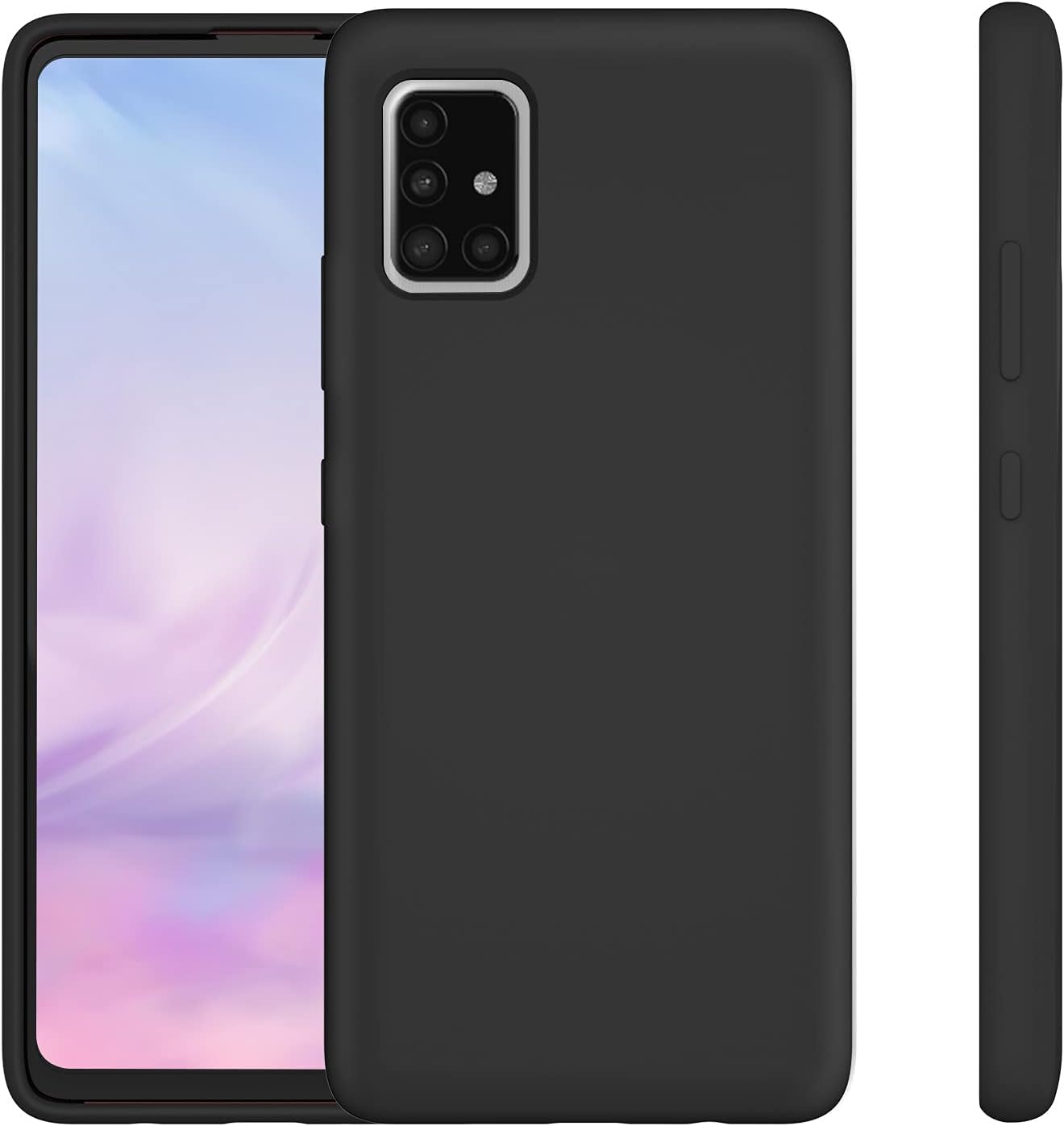 Case for Galaxy A51 5G, Dual Layer Hybrid Hard PC & Soft Silicone Gel Rubber Bumper Slim Fit, Black