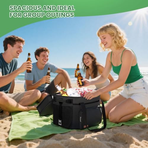 Image of MIYCOO Cooler Bag with Expandable Double Deck, 60 Can Leakproof Cooler | Insulated Portable Soft Lunch Cooler, Extra Large Ice Chest Cooler for Beach, Picnic, Camping, Shopping