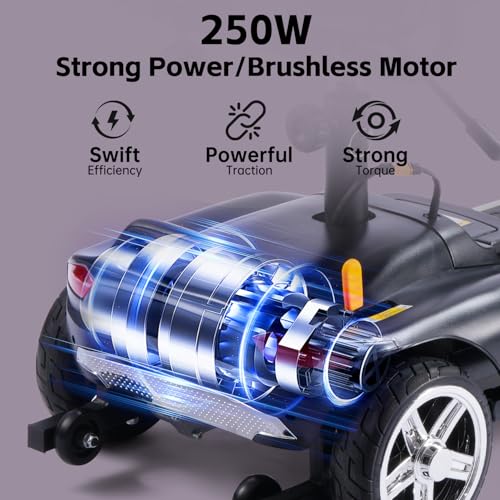 Image of 4 Wheel Mobility Scooter, Electric Scooter with Seat,Lightweight Mobility Scooter with Removable Battery. 6 MPH High Speed 265 lbs Capacity, Foldable Design (Purple)