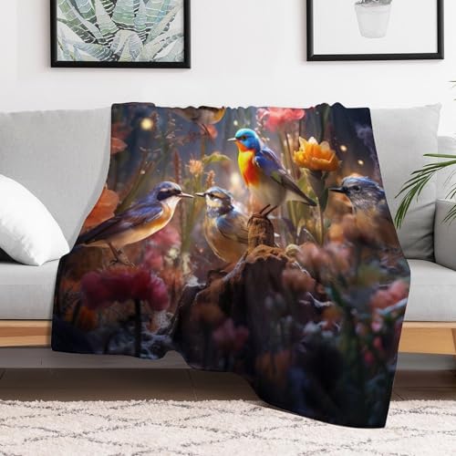 Couverture impression 3D oiseau mignon plaid flannel douceur et réconfort