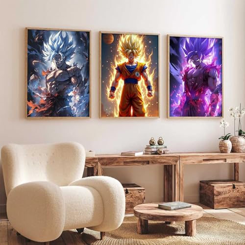 Image of walllane Japanese Anime Framed Posters for Living Room Bedroom Gaming Room Studio | Japanese Anime Characters Aesthetic Poster with Frame Wall Decor Set Of 3 (19 X 25 inch)