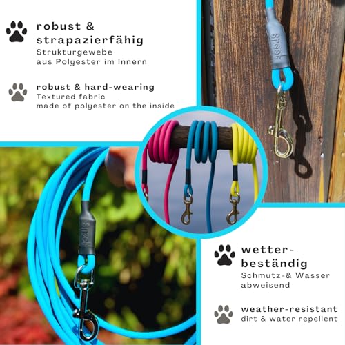 10m Schleppleine Hunde, Wasserfeste Hundeleine Rundleine ohne Schlaufe, Sichere Freilauf-Trainingsleine Cyan-Blau, bis 35kg