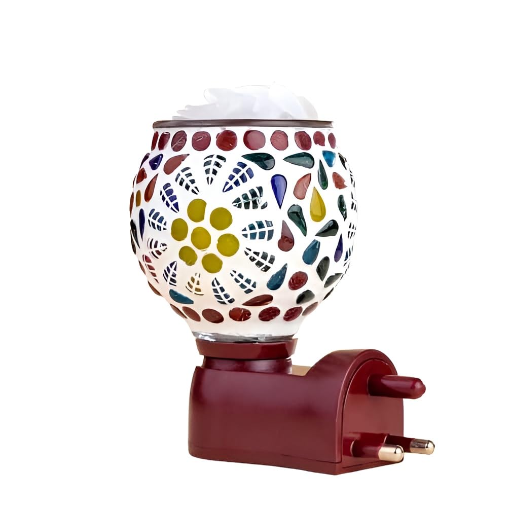 Ceramic Aroma Diffuser | Kapoor Dani Cum Night Lamp Multi Functional Essential Oil Camphor Burner for Fragrance with Switch On/Off Button for Heating