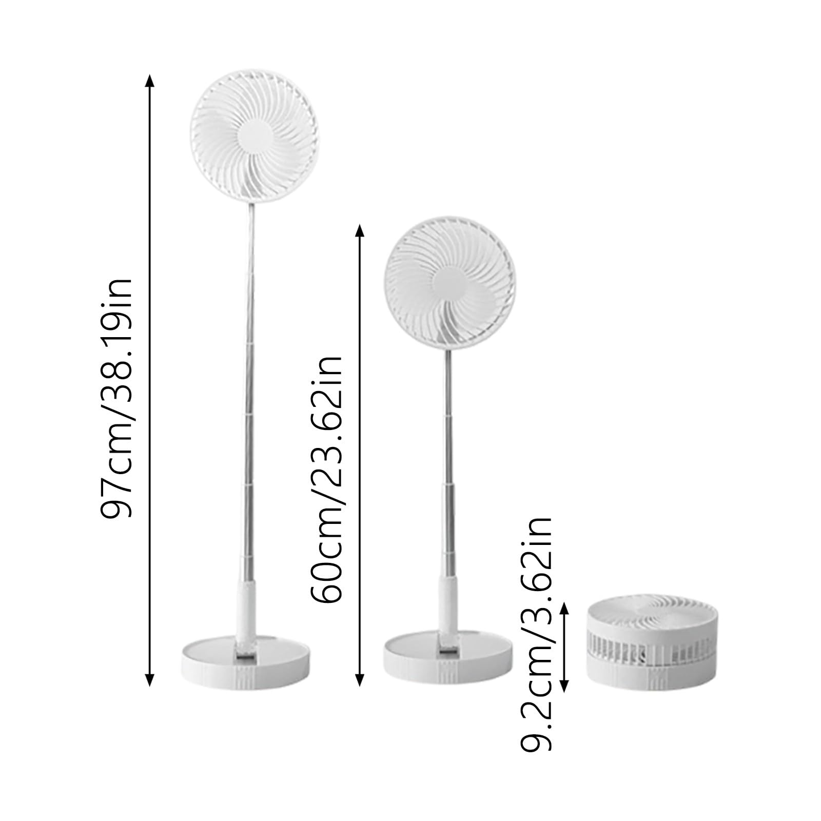 Ventilador de Pie Portátil Plegable Oscilante -Silencioso 30dB 3 Velocidades, Ajuste 180° USB C Pequeño Mesa Ventiladores para Hogar Dormir Oficina Viaje(Blanco)