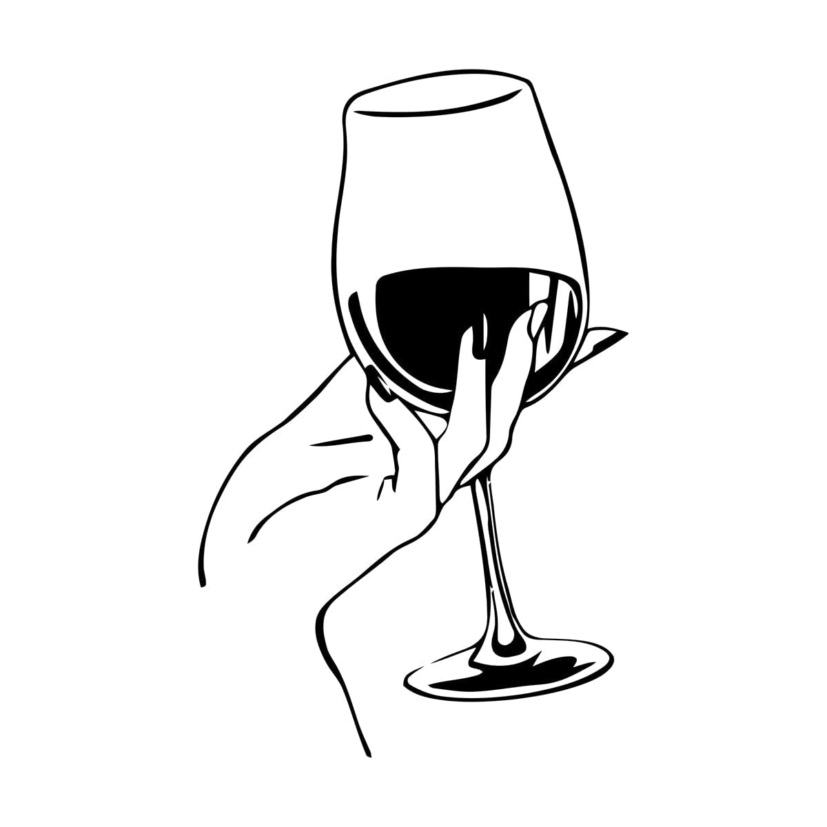 Wine Glass with Hand Vinyl Wall Stickers Bar Kitchen Wall Murals Art Restaurant Decor Drink Wine Lover Home Poster Wall Small - 26x42cm — image 1