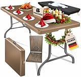 KESSER® Tavolo da buffet Tavolo pieghevole in plastica, 180x75 cm di rattan tavolo da campeggio tavolo per feste tavolo pieghevole tavolo da giardino, terrazza e balcone, Marrone